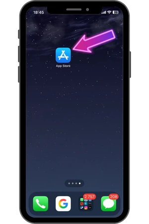 Przejdź do App Store na iPhone - pierwszy krok instalacji Rainbet